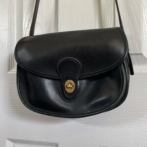 Vintage Coach No. 9954 Crossbody Prairie Saddlebag in Black Leather